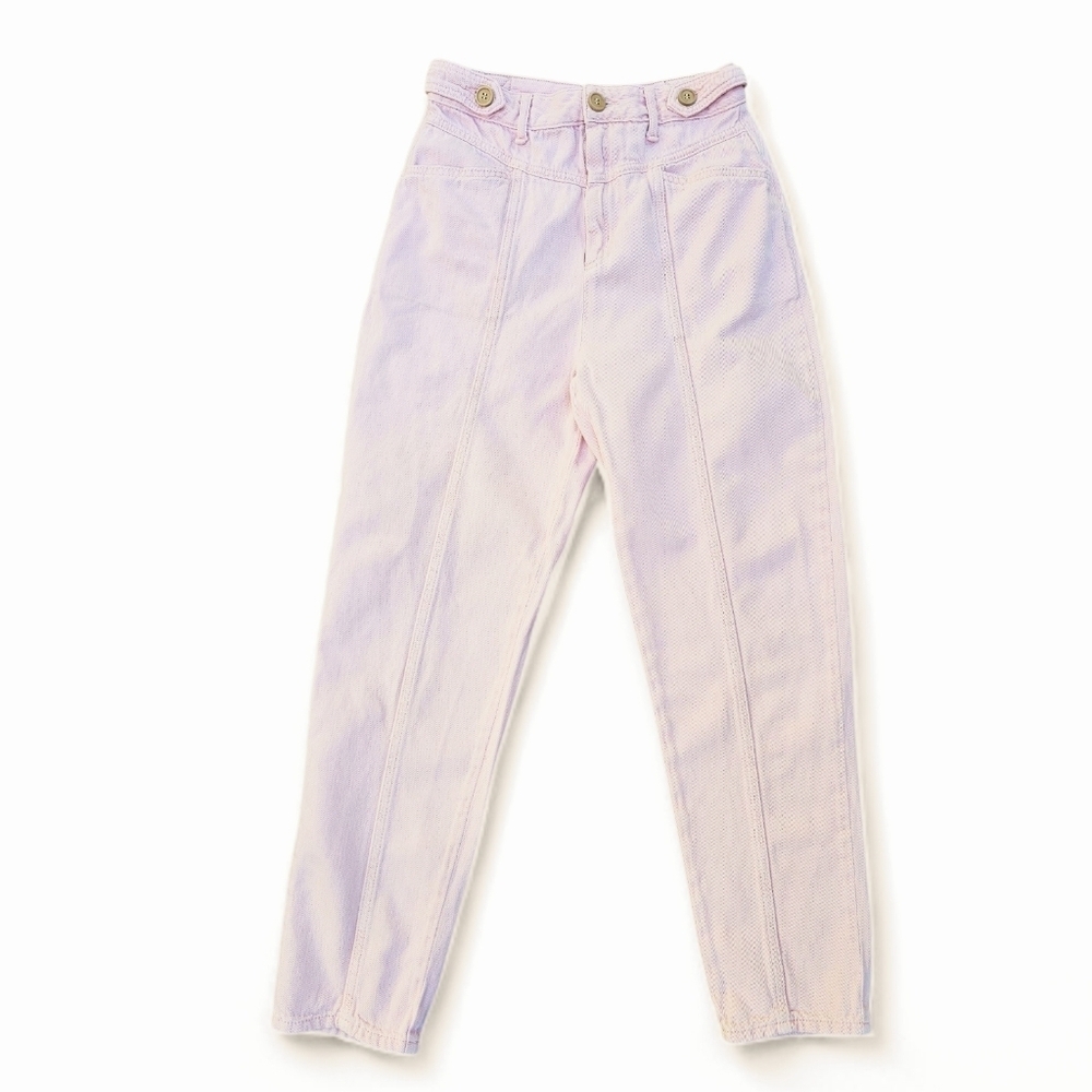 Free People City Of Lights Tapered Denim Bubble Pink Jeans, Size 28 - Picture 3 of 7